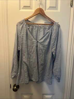 dylan Light Blue Boho Peasant Blouse